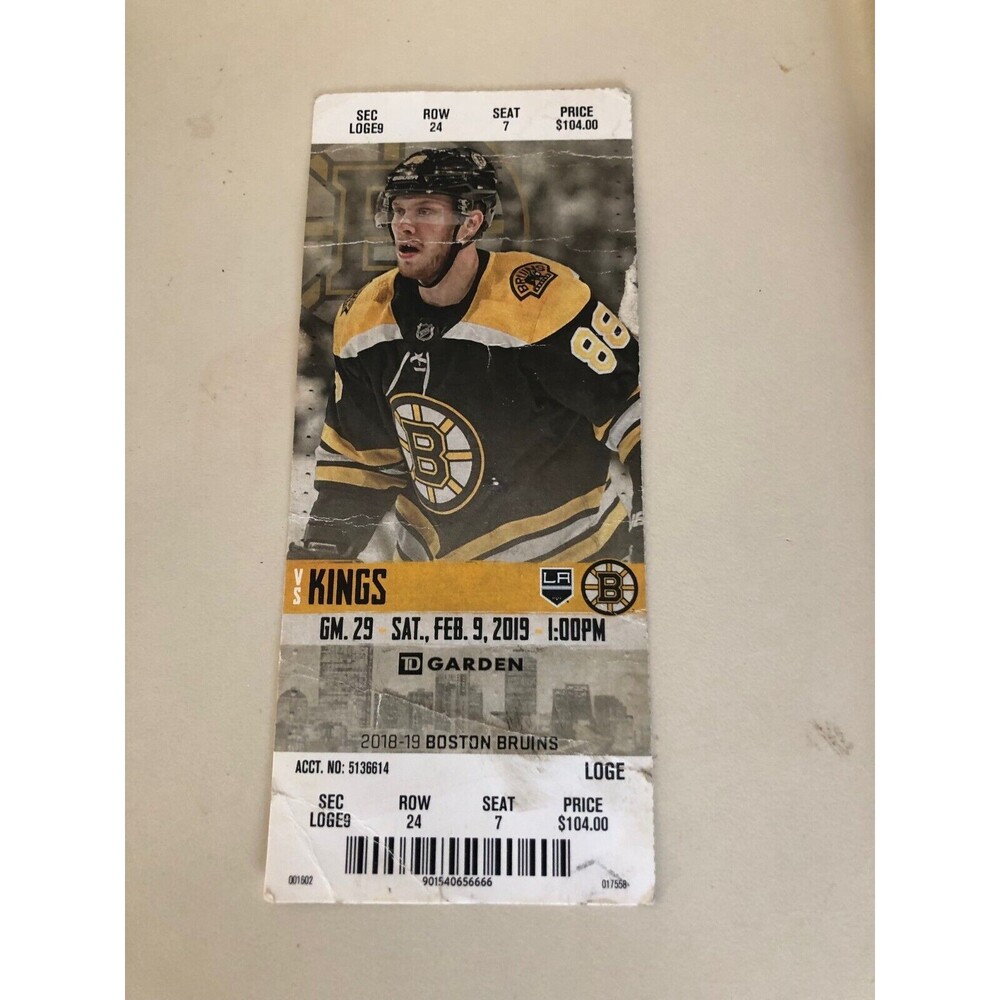 BOSTON‎ BRUINS VS LOS ANGELES KINGS FEBRUARY 9, 2019 TICKET STUB PASTRNAK IMAGE